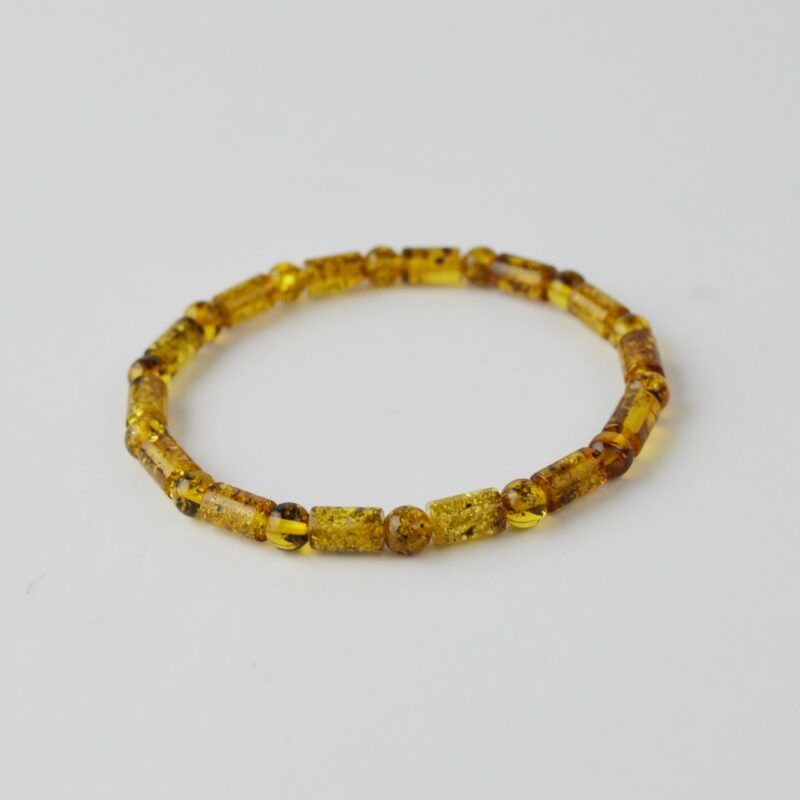 Light green Barrels round amber bracelet