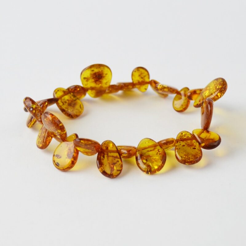 dark cognac drop shaped amber bracelet (LEA07)