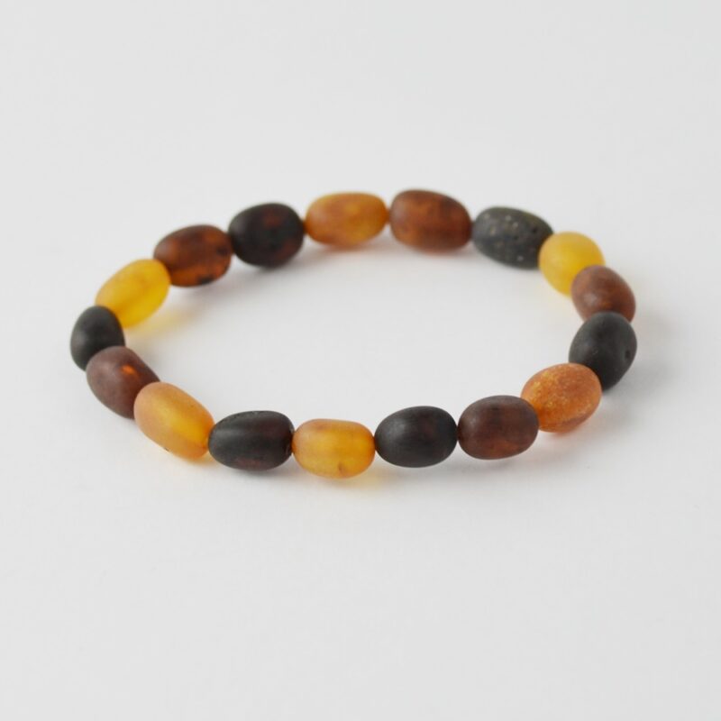 Multi color olive amber beads bracelet