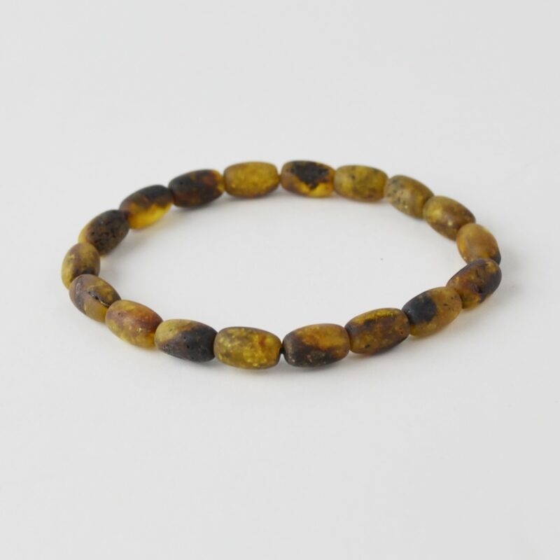 Baltic amber green tube Beads Bracelet