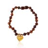 Light cherry baroque bead bracelet with cognac heart - Image 3