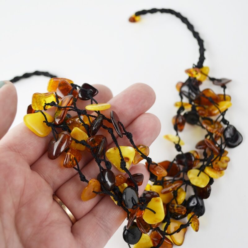 Baltic amber necklace polished chips string - Image 2