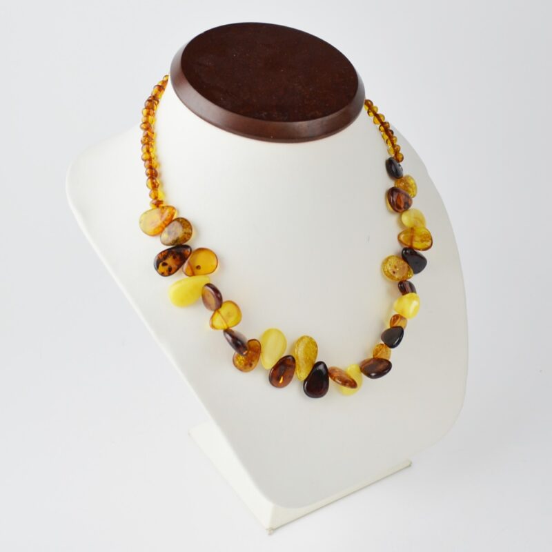 Amber necklaces polished leaves