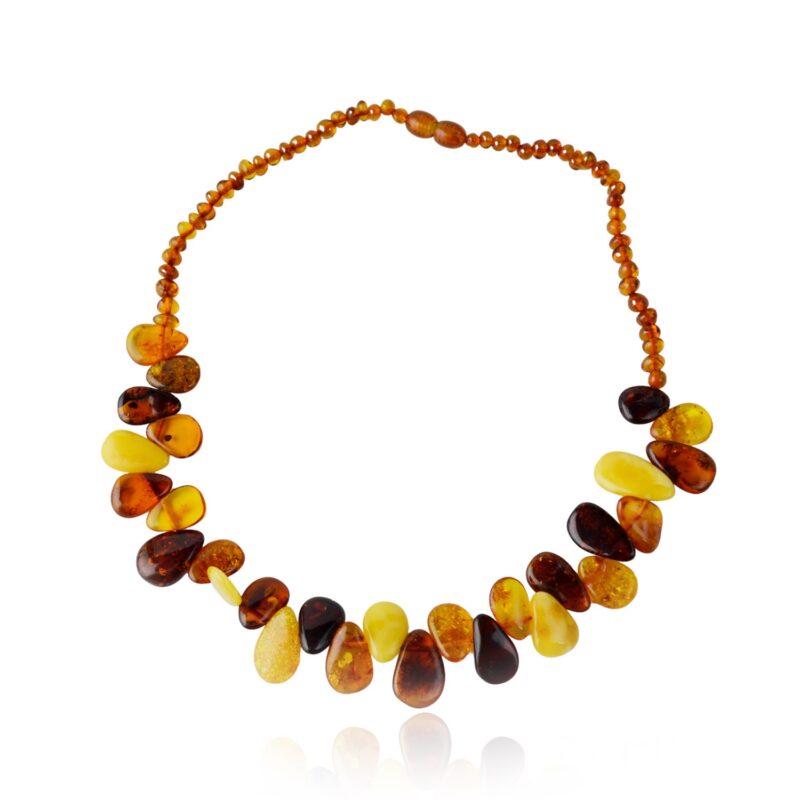 Amber necklaces polished leaves - Image 4