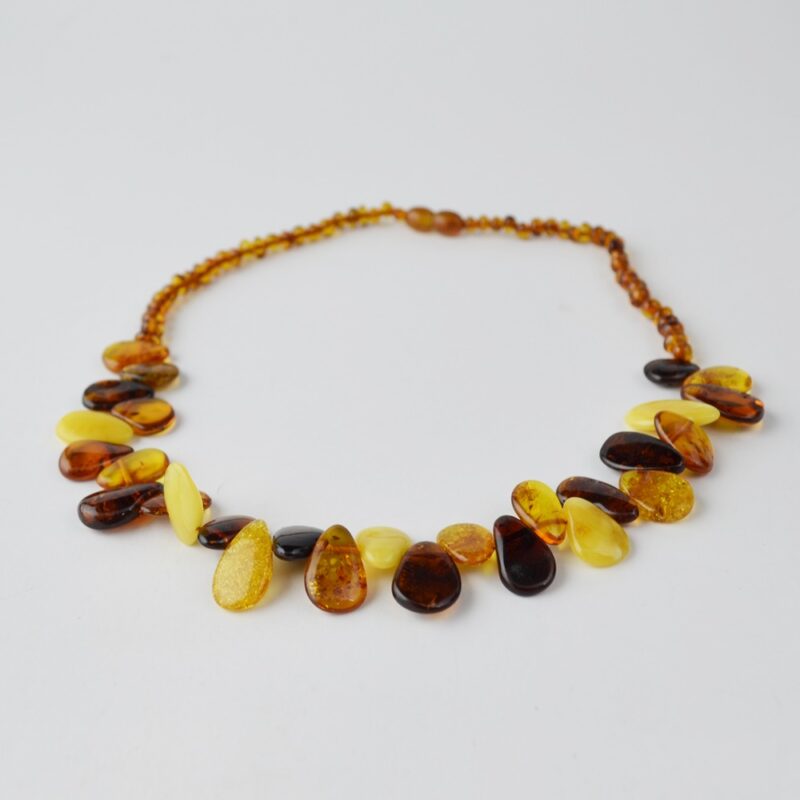 Amber necklaces polished leaves - Image 5