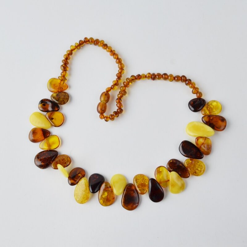 Amber necklaces polished leaves - Image 6