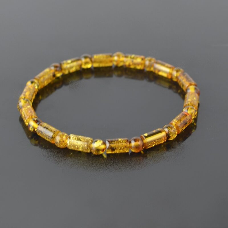 Light green Barrels round amber bracelet - Image 5