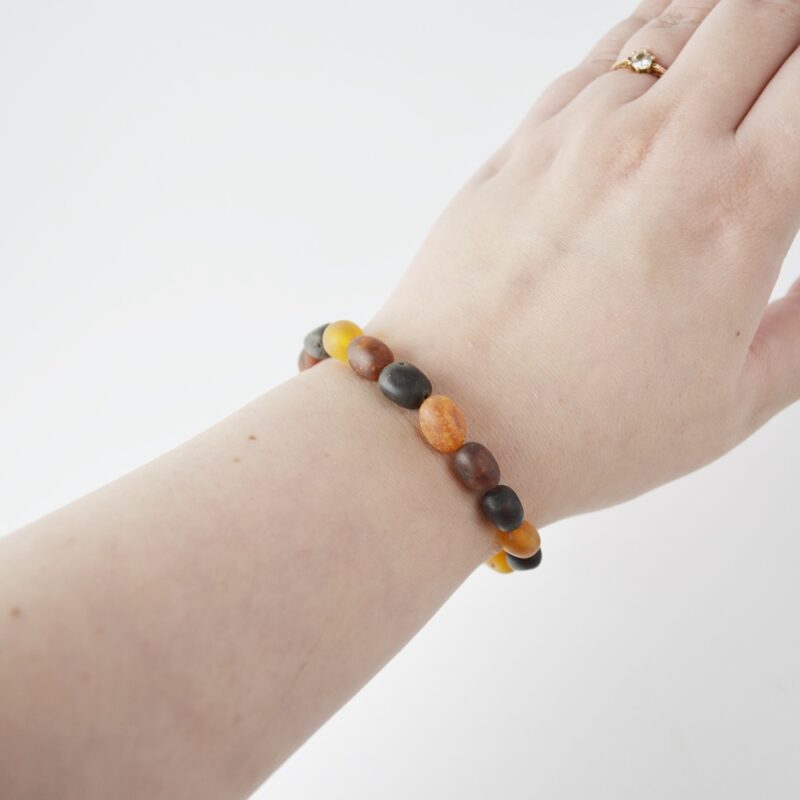 Multi color olive amber beads bracelet - Image 4