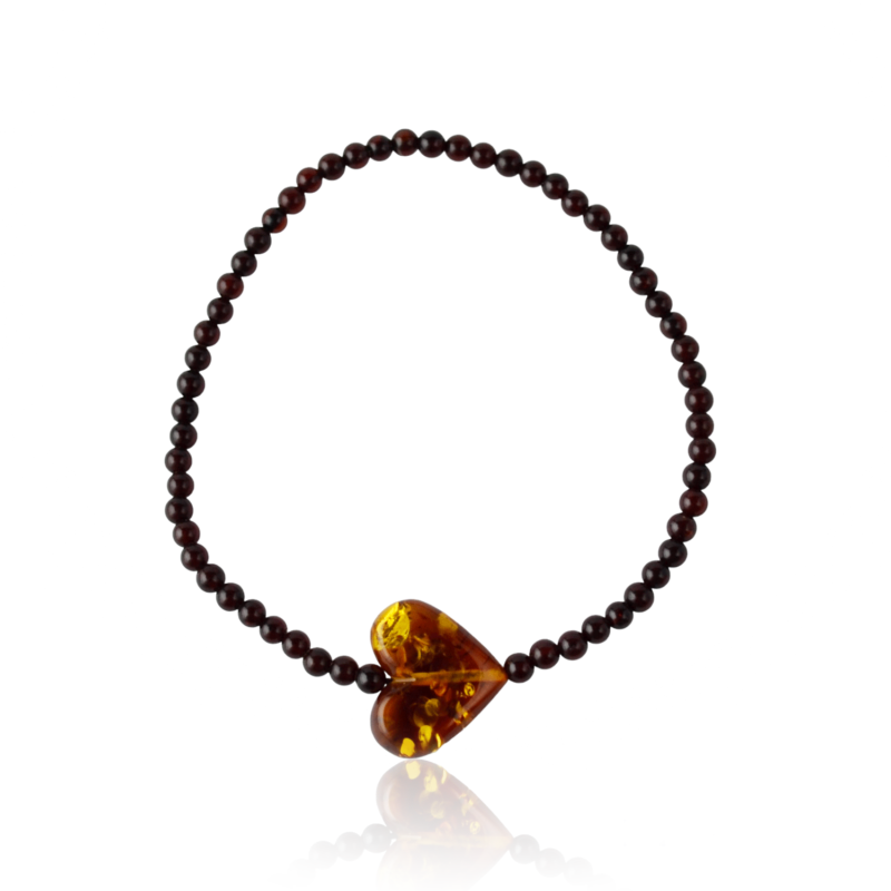 Amber bracelet with heart pendant - Image 3