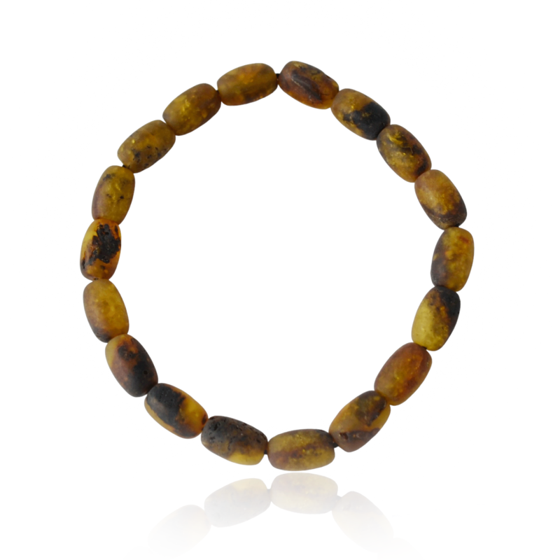 Baltic amber green tube Beads Bracelet - Image 4