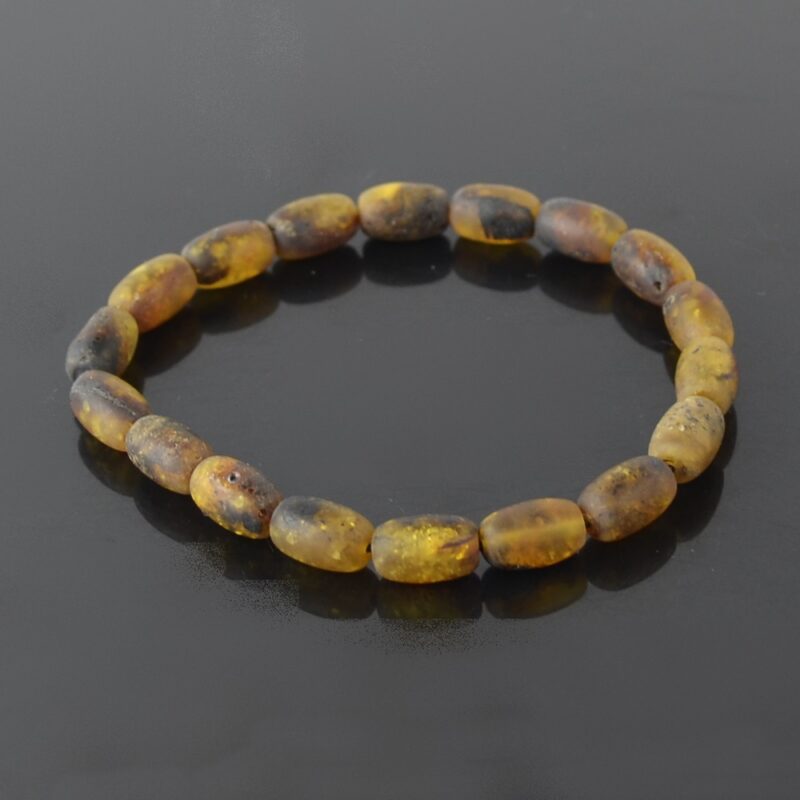 Baltic amber green tube Beads Bracelet - Image 3