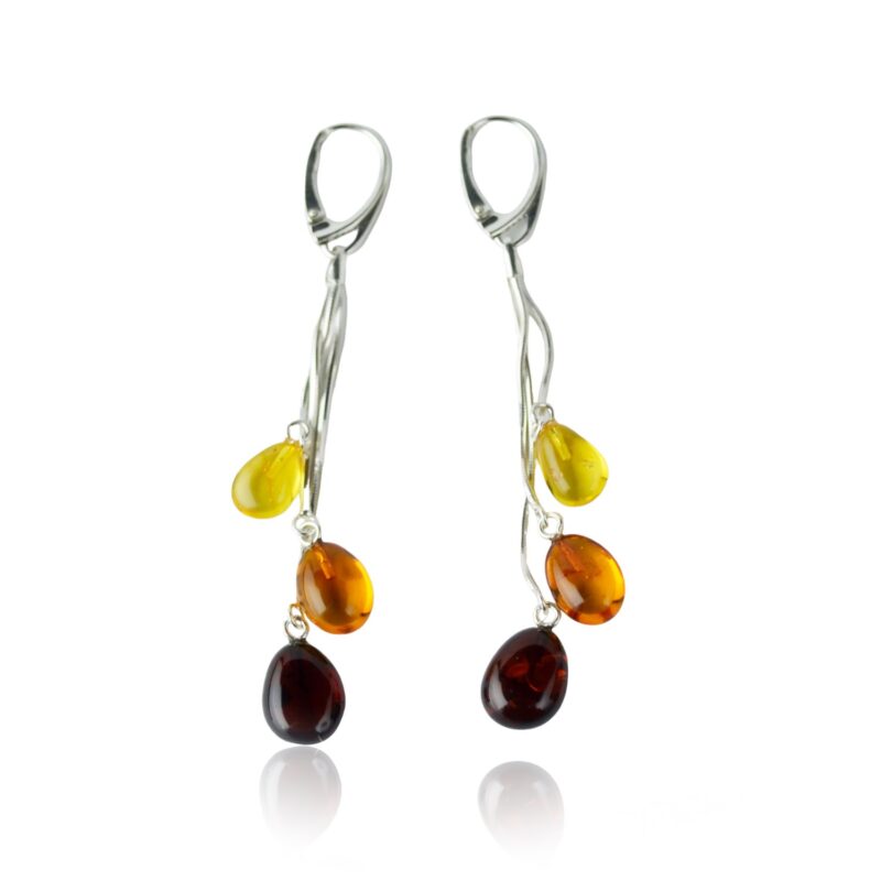 Multicolor Baltic amber earrings