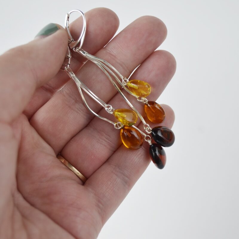 Multicolor Baltic amber earrings - Image 2