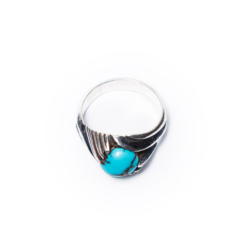 Blue Afghani turquoise Men's Ring - Image 6