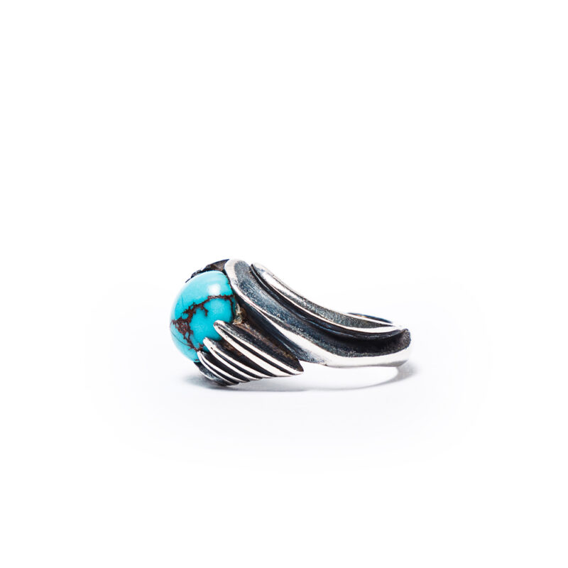 Blue Afghani turquoise Men's Ring - Image 4