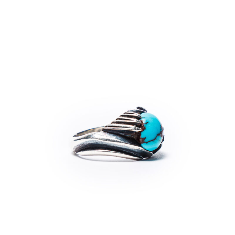 Blue Afghani turquoise Men's Ring - Image 3