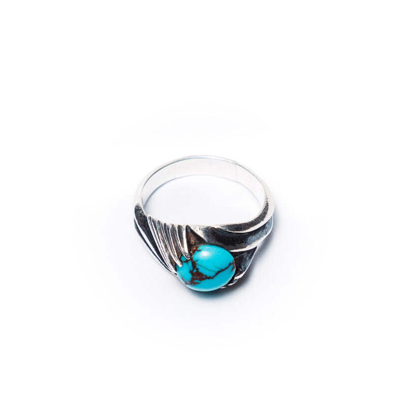 Blue Afghani turquoise Men's Ring - Image 2