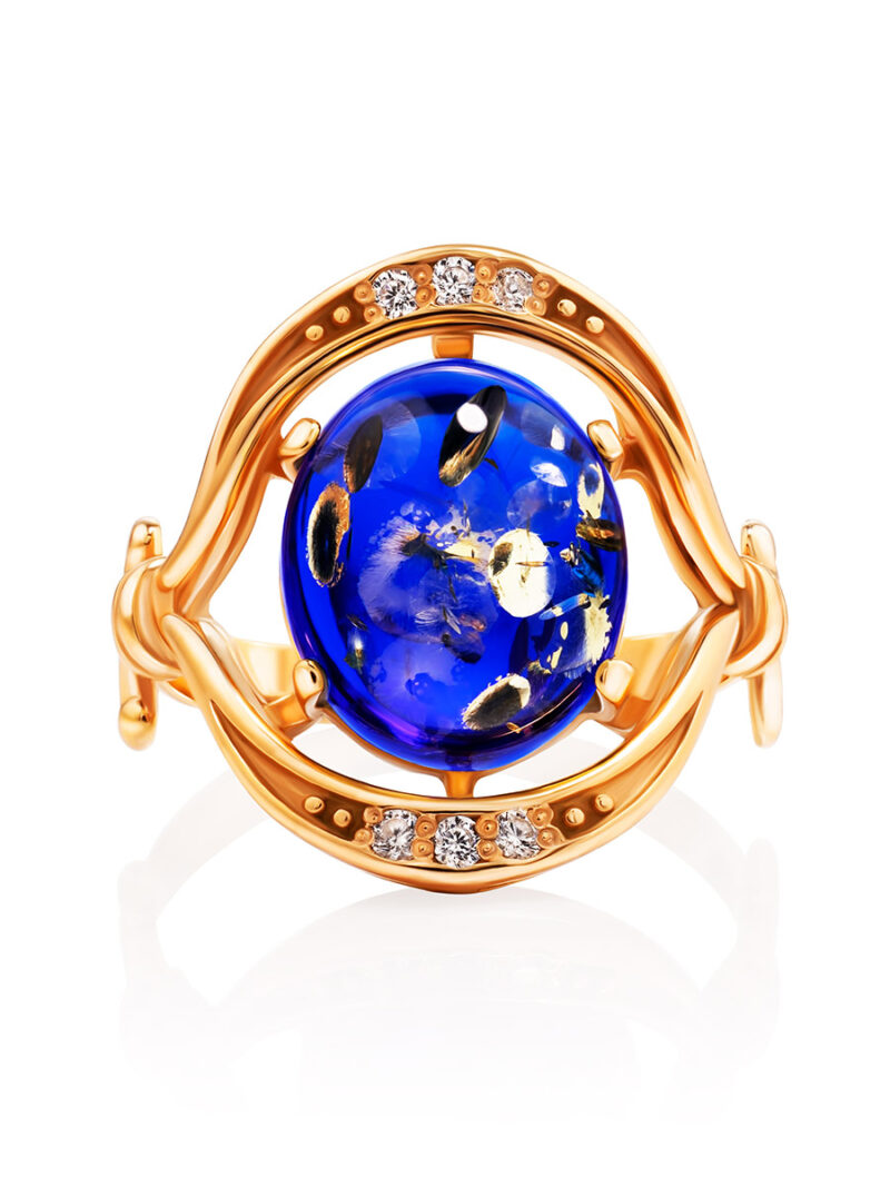 Luxurious blue amber ring Anbarin16.5