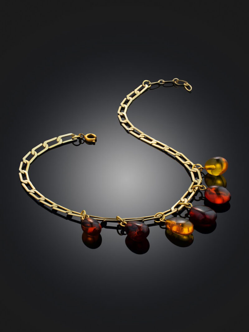 Anklet with pendants made of bright pieces of amber - Image 4