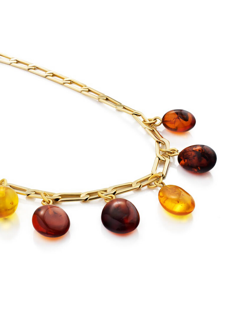 Anklet with pendants made of bright pieces of amber - Image 3