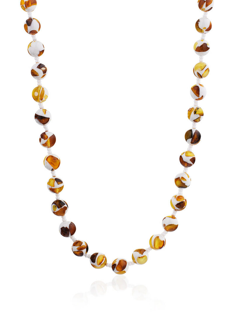 Beads made from amber mosaic balls Dalmatian