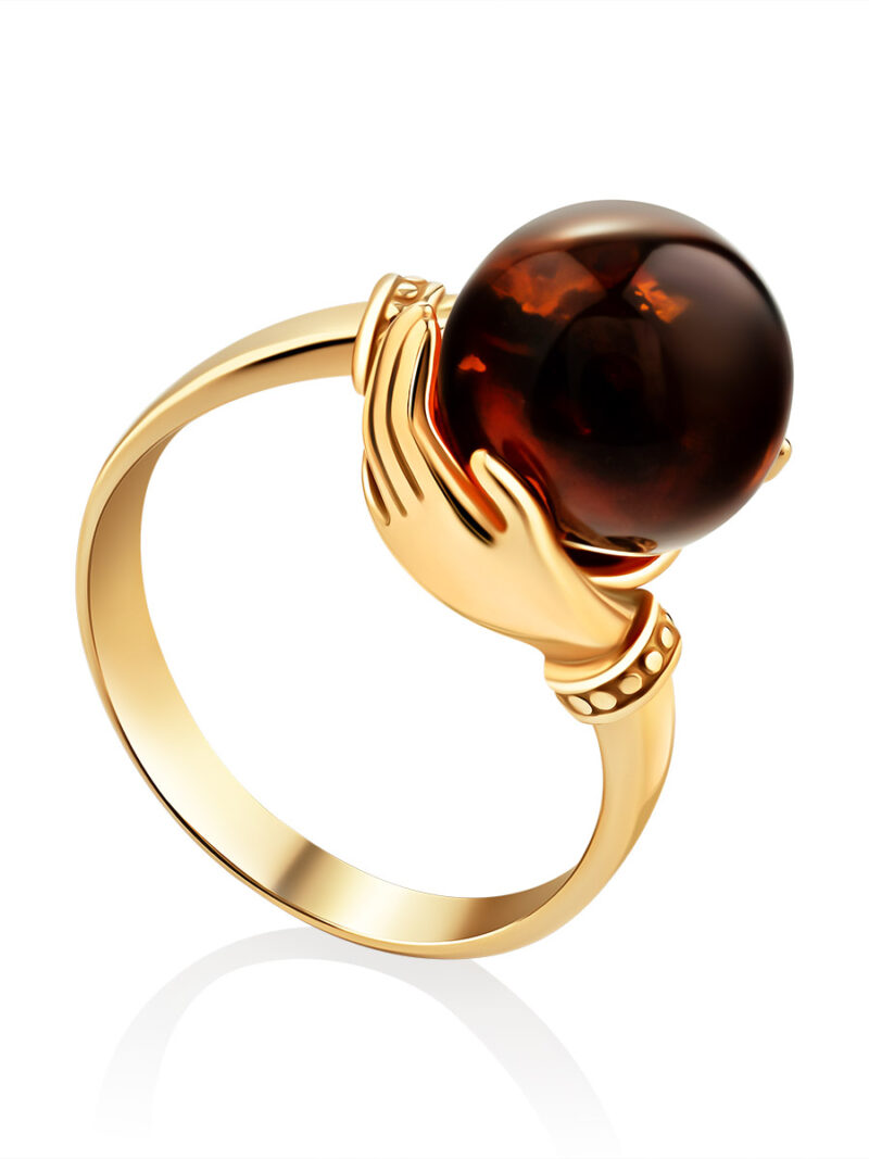 Beautiful ring Hugs made of cognac amber 16 - Image 4