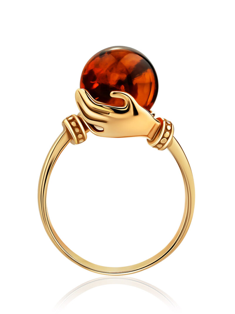 Beautiful ring Hugs made of cognac amber 16