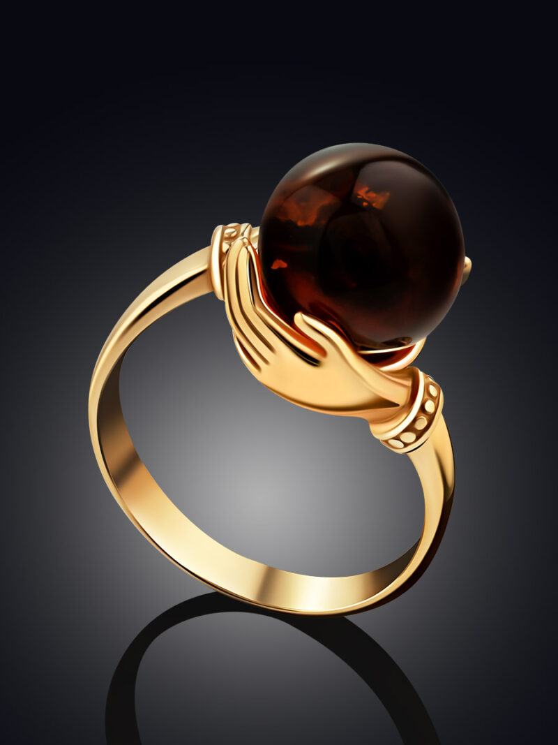 Beautiful ring Hugs made of cognac amber 16 - Image 2