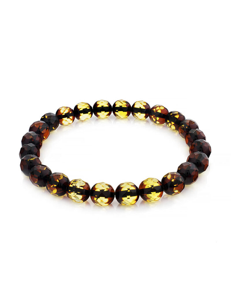 Bracelet made of natural solid amber Caramel diamond iridescent