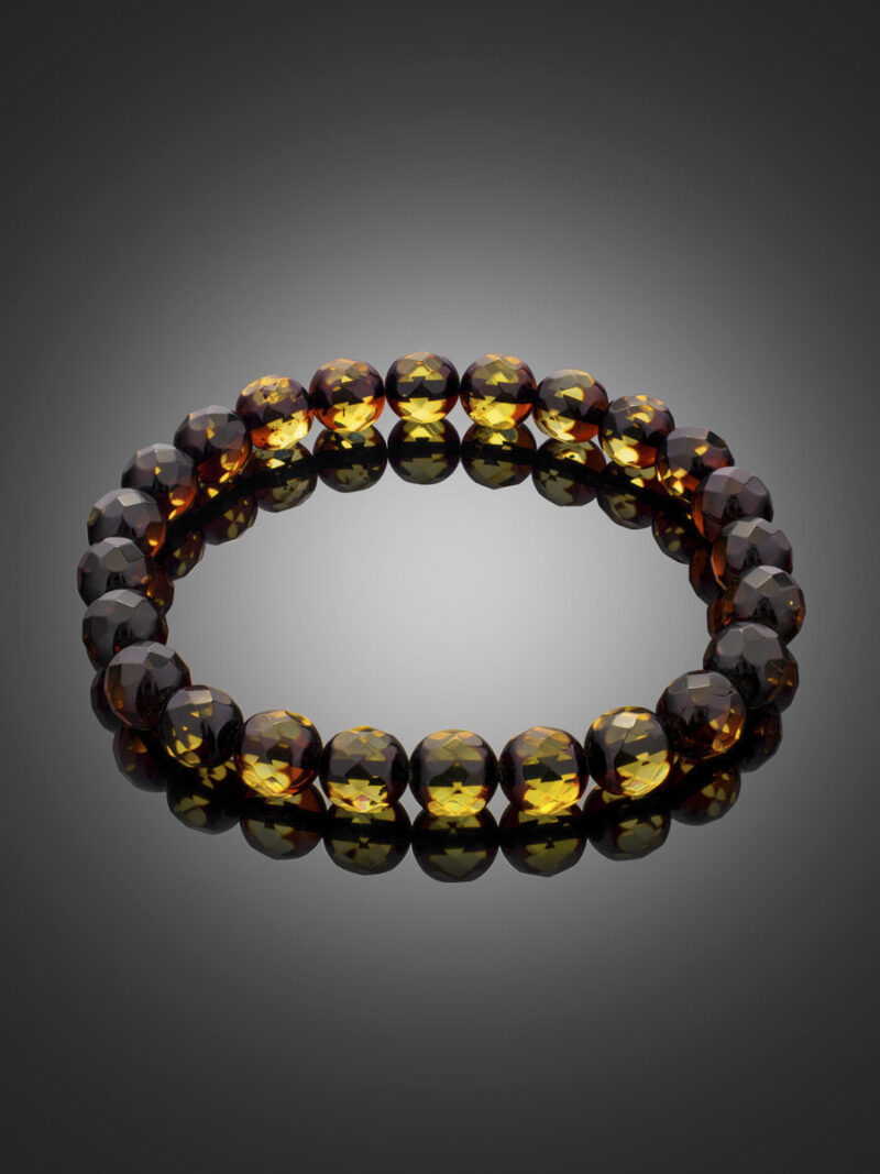 Bracelet made of natural solid amber Caramel diamond iridescent - Image 2