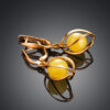 Bright gold-plated earrings with natural honey amber Algeria - Image 2