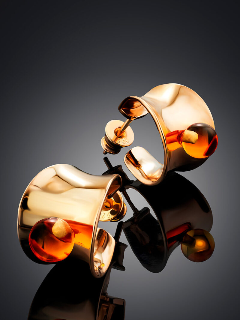 Bright hoop earrings with cognac amber Palazzo from ifamore - Image 3