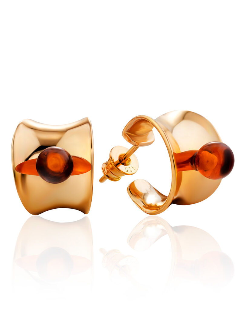 Bright hoop earrings with cognac amber Palazzo from ifamore