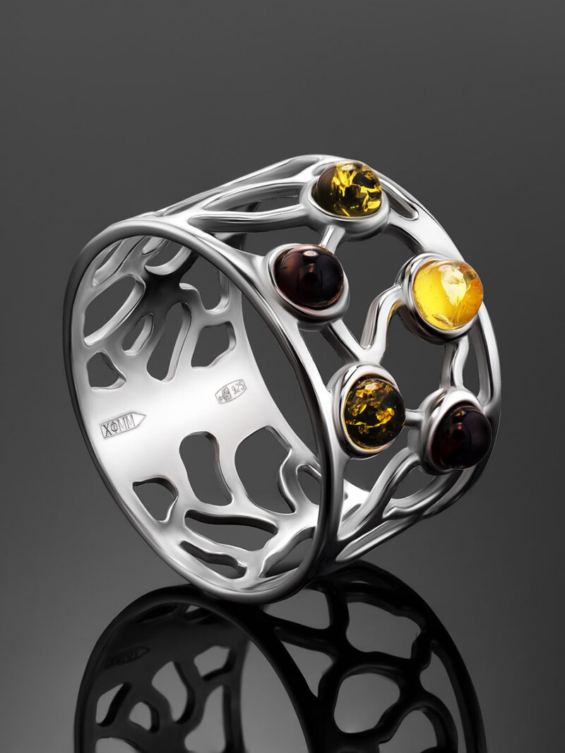 Bright wide ring Limbo made of amber of different colors 21.5 - Image 4