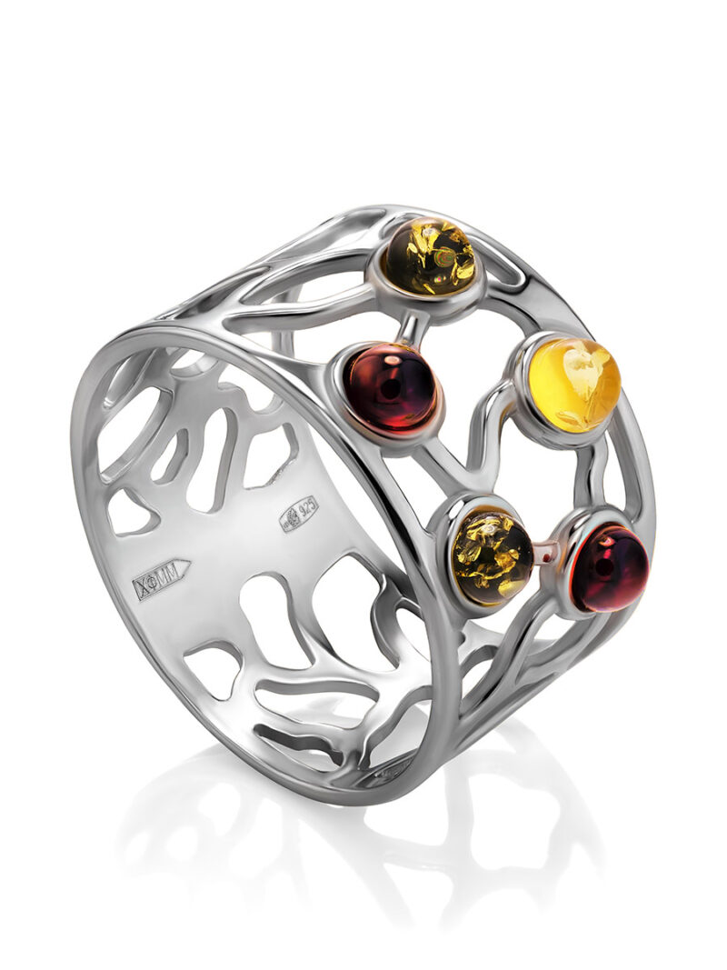 Bright wide ring Limbo made of amber of different colors 21.5 - Image 2