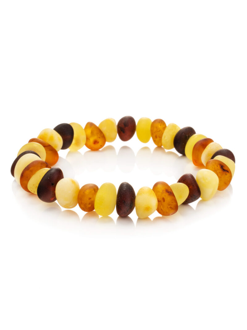 Baby's bracelet made of natural Baltic amber with soft polishing