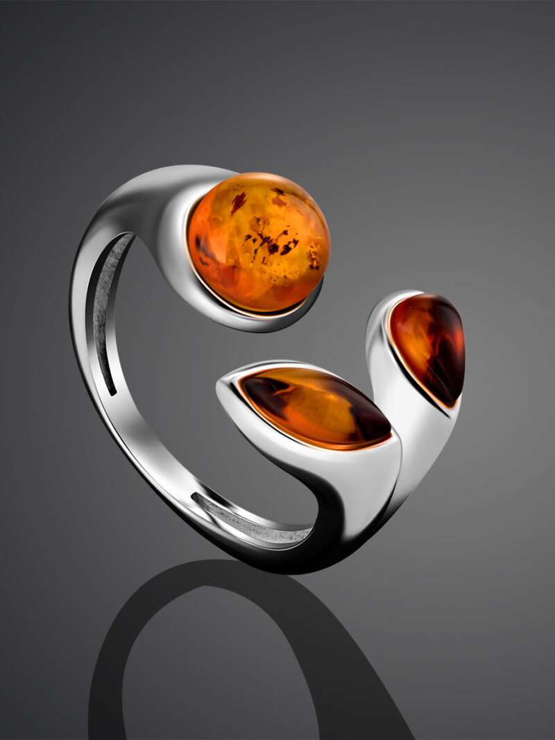 Delicate ring Germinal with cognac-colored amber 19.5 - Image 4