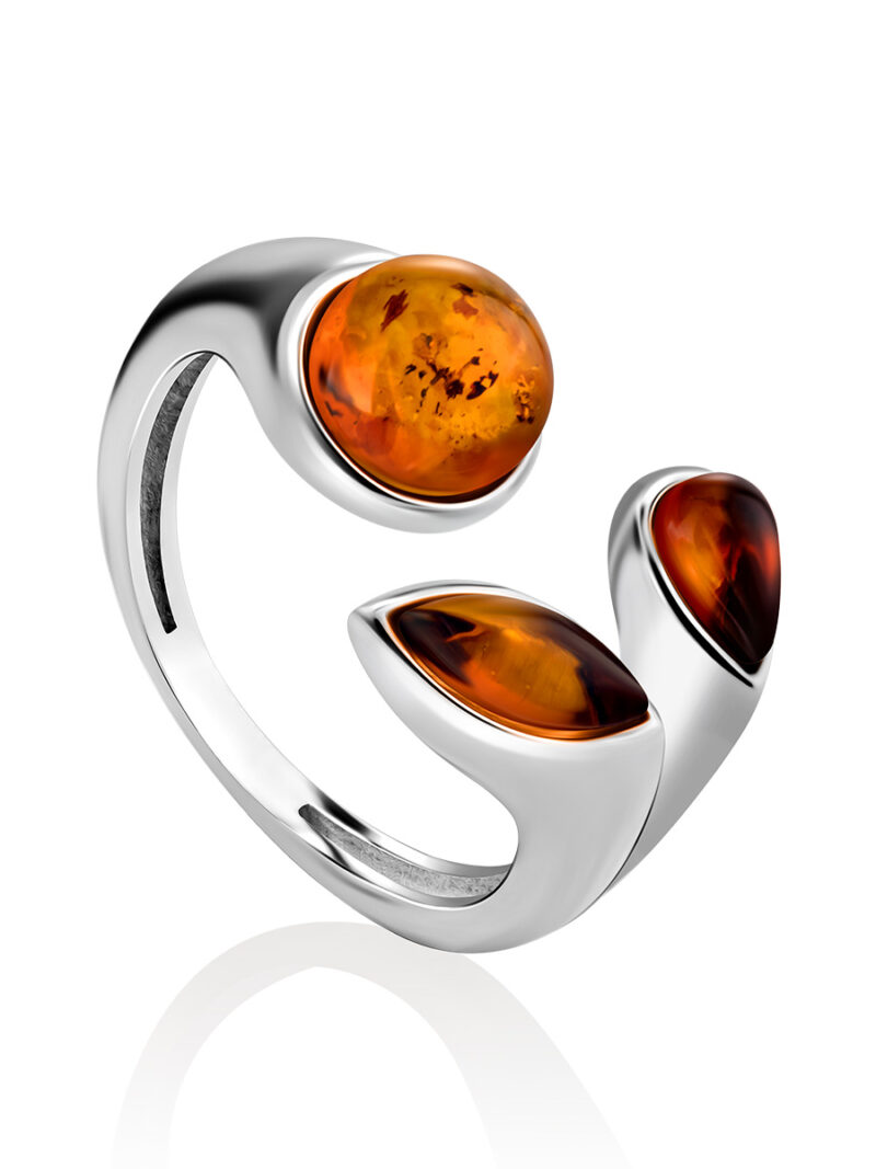 Delicate ring Germinal with cognac-colored amber 19.5 - Image 3