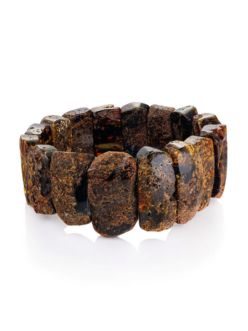 Flat bracelet with a healing effect made of dark amber Pompeii