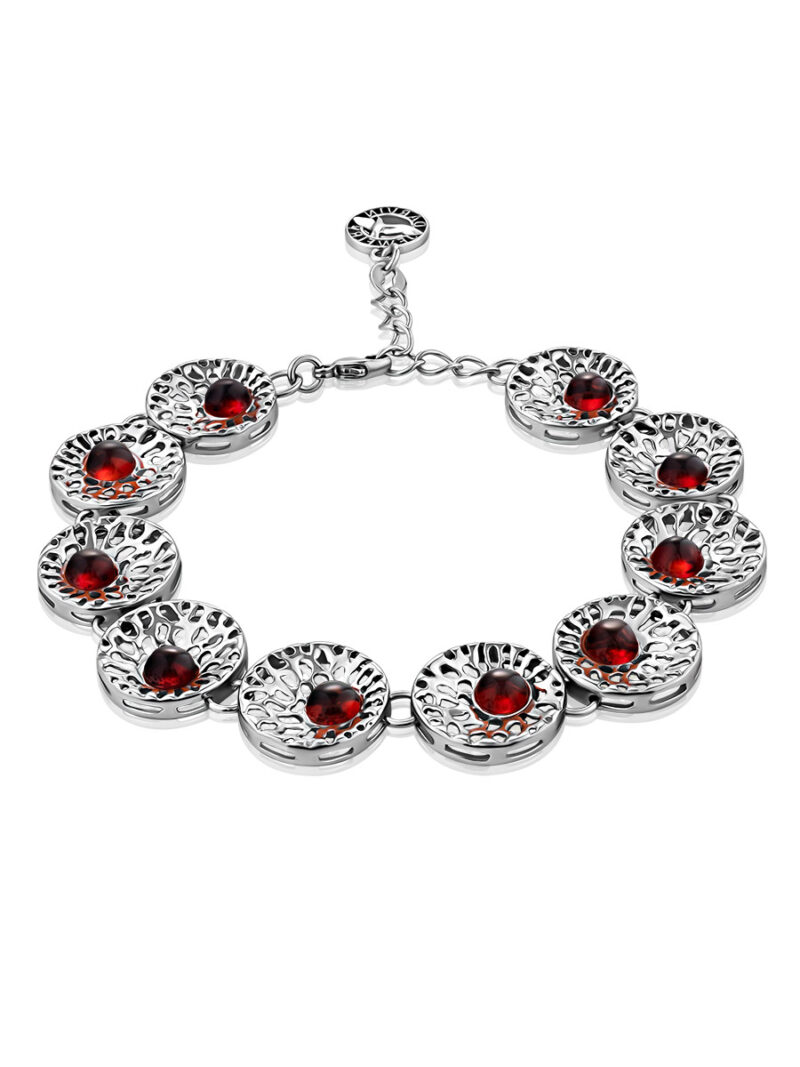 Openwork bracelet with cherry amber inserts Venus