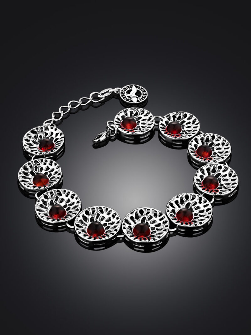 Openwork bracelet with cherry amber inserts Venus - Image 3