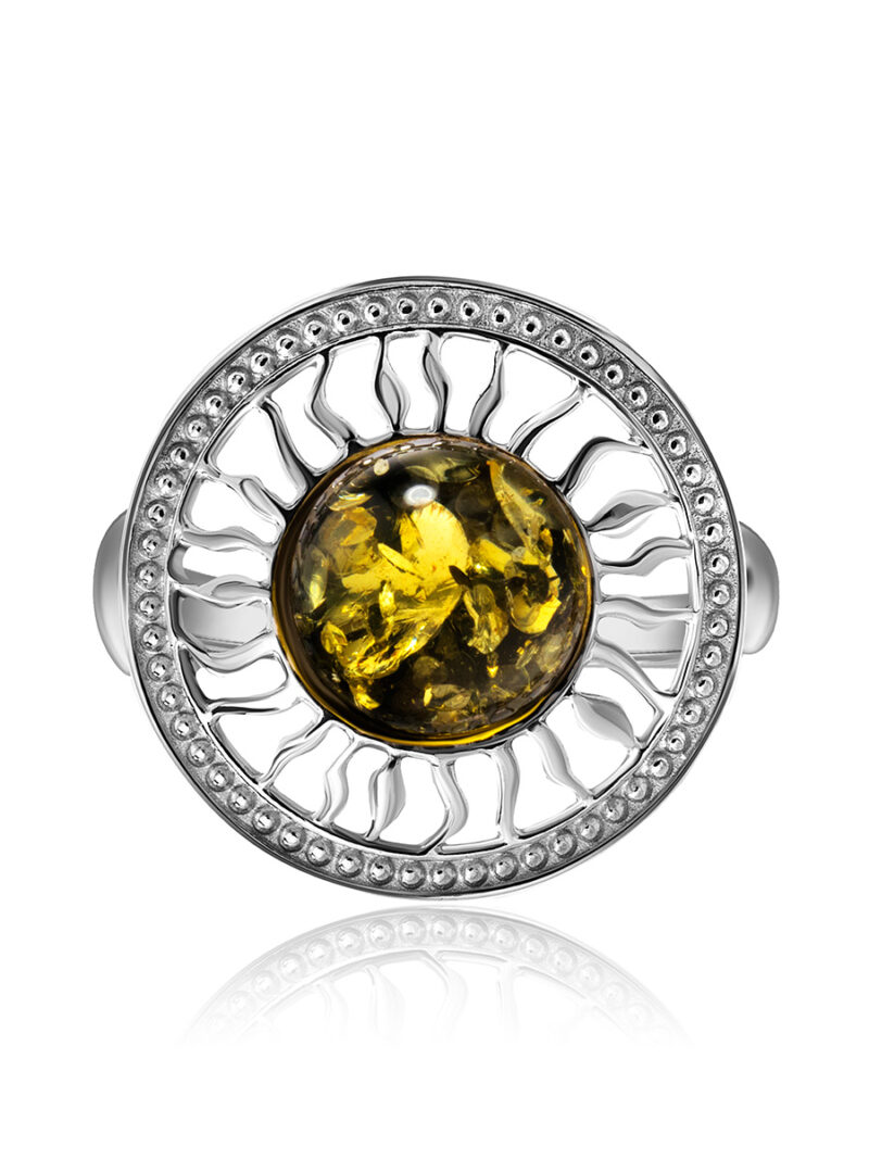 Openwork ring with green amber Parnassus 17.5