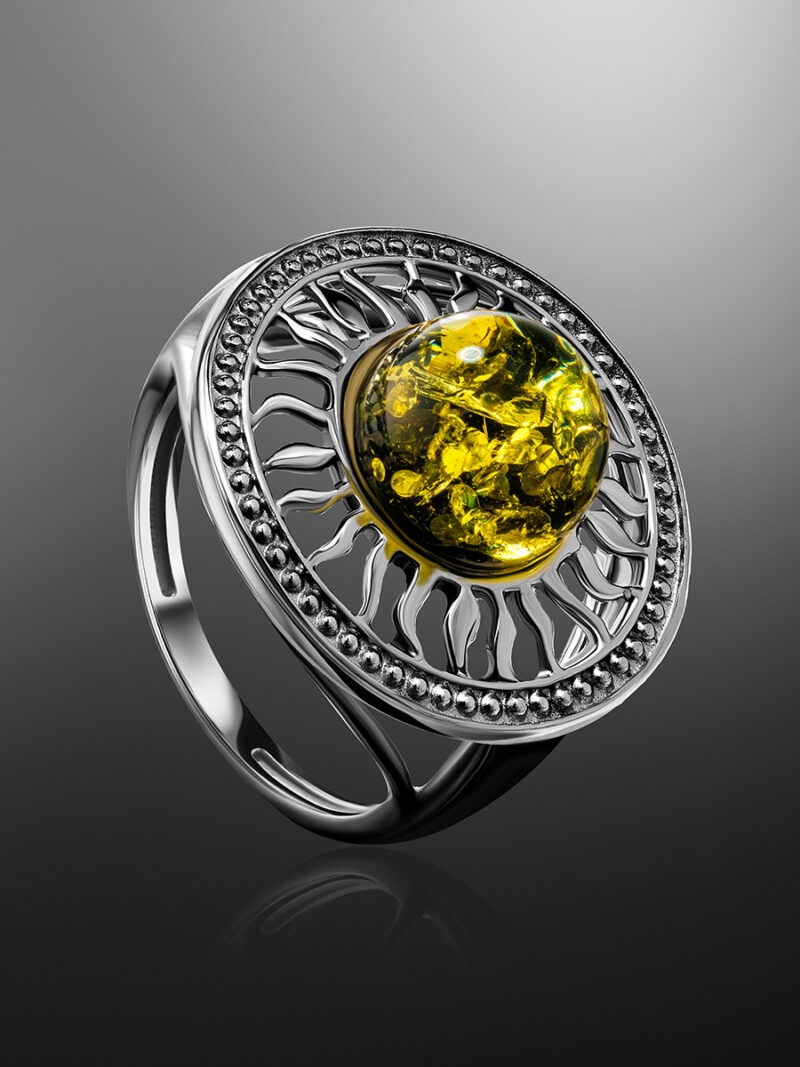 Openwork ring with green amber Parnassus 17.5 - Image 3