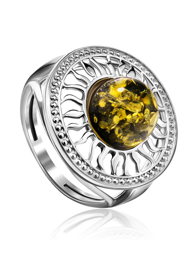 Openwork ring with green amber Parnassus 17.5 - Image 2