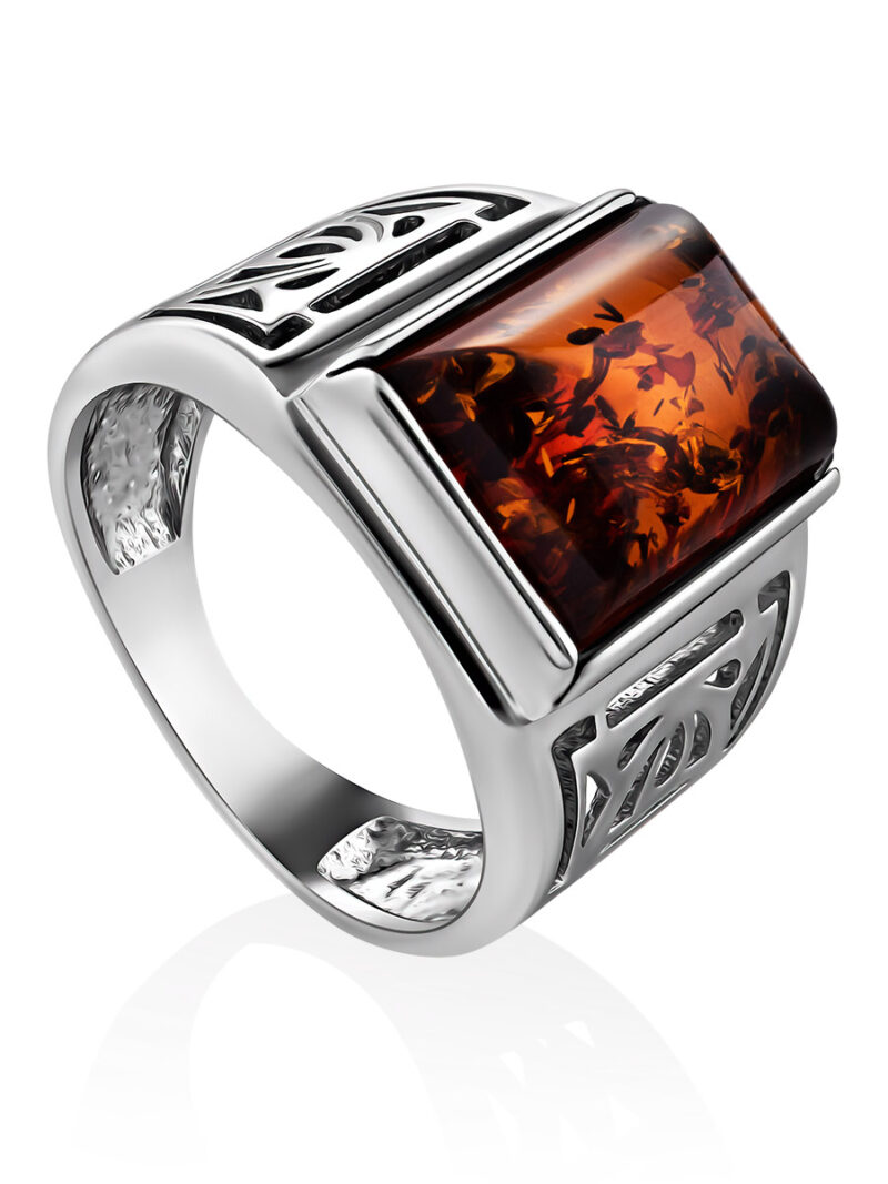 Openwork ring with natural Baltic amber Caesar 19 - Image 4