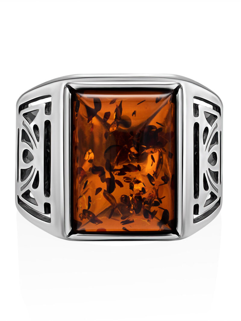 Openwork ring with natural Baltic amber Caesar 19