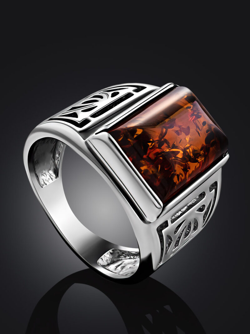 Openwork ring with natural Baltic amber Caesar 19 - Image 2