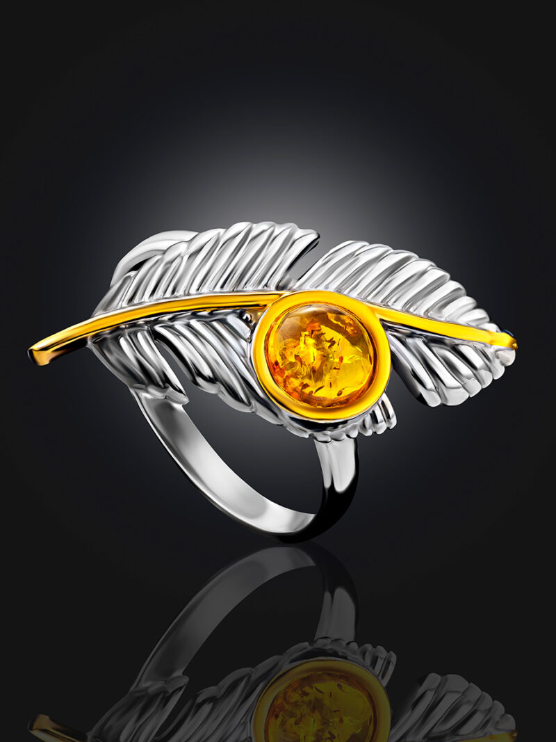 Ring Peacock with amber 18 - Image 4