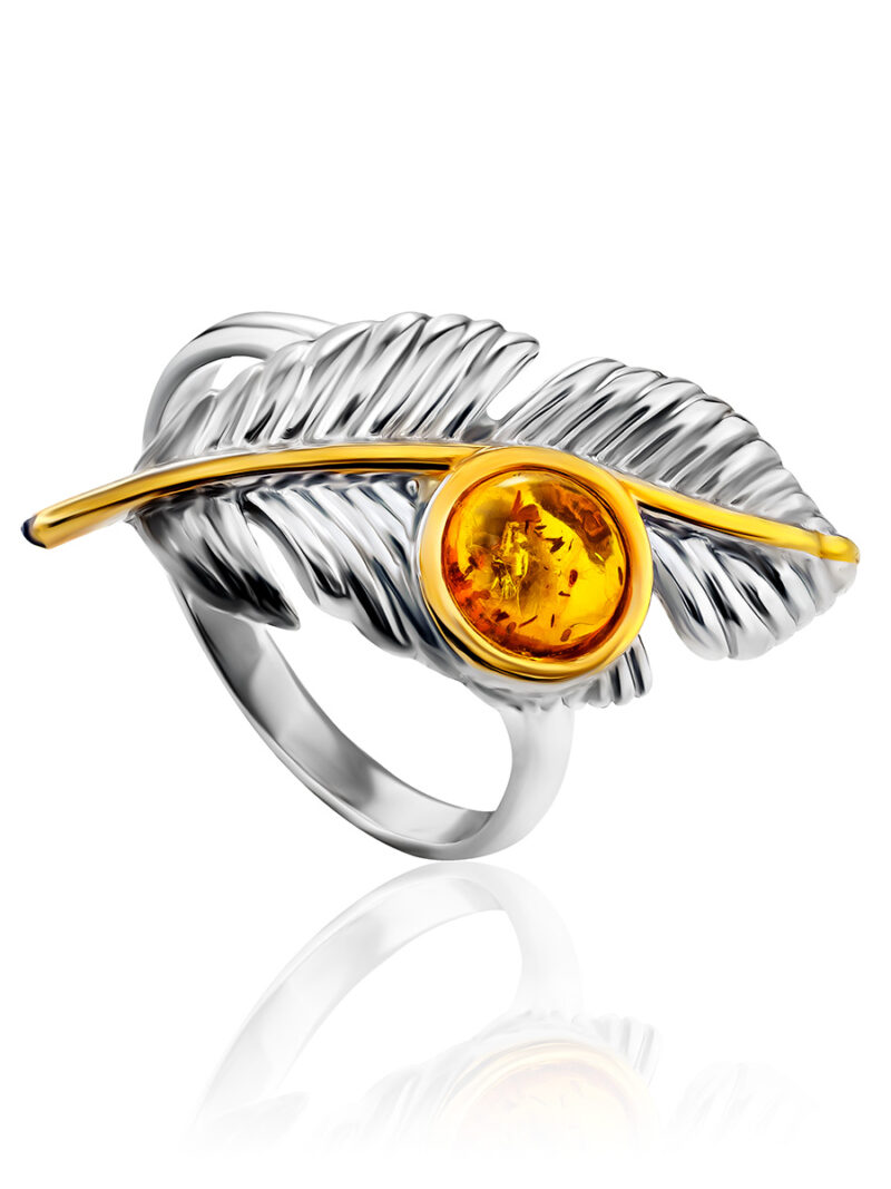 Ring Peacock with amber 18