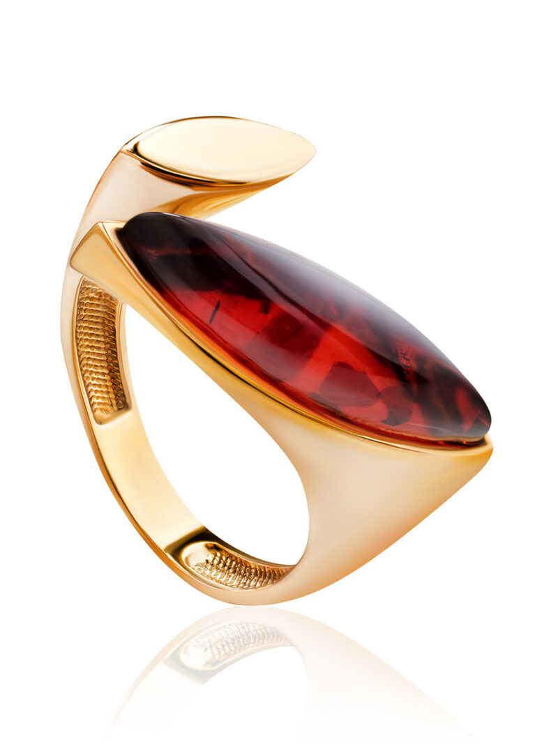 Ring decorated with cherry amber Liberty 16.5